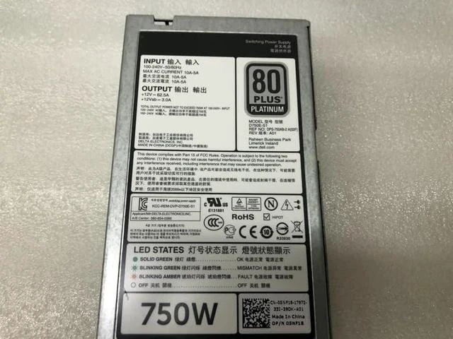 Alt view image 3 of 6 - PSU for PowerEdge R720/R620/R520/T620/R820/R920 750W PSU Power Supply N30P9 CWKMX 79RDR 5NF18 6W2PW F750E-S0 D750E-S1 D750E-S0