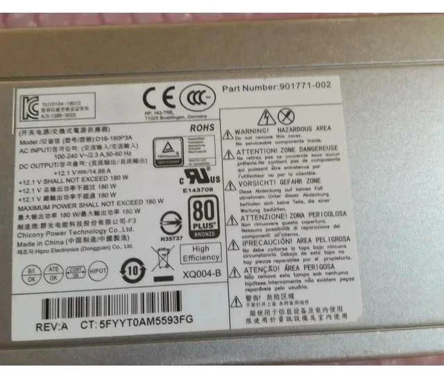 Alt view image 3 of 3 - PSU for H P 600 800 G3 G4 180W Power Supply 901771-002 901772-003 D16-180P3A D16-180P2A PCK017 D19-180P1A PA-1181-6HK