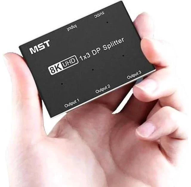 Alt view image 6 of 7 - 1 in 3 Out DP MST SST Splitter Hub 8K@30Hz 4K@120Hz DisplayPort Splitter 1x3 Port Ultra HD Video Converter Adapter for Single Source to 3 HD Monitors