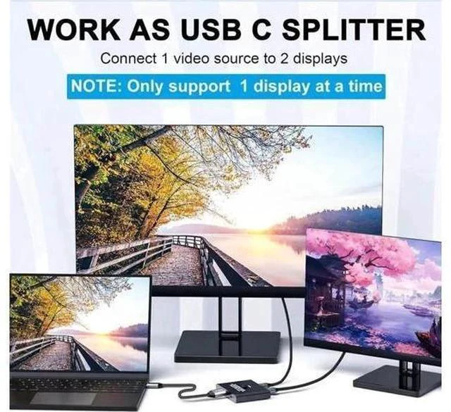 Alt view image 4 of 7 - Bi-Directional USB-C KVM Switch 2-In-1 / 1-In-2 Out, 8K@60Hz 10Gbps Data Transfer, Compatible with Thunderbolt USB-C Devices
