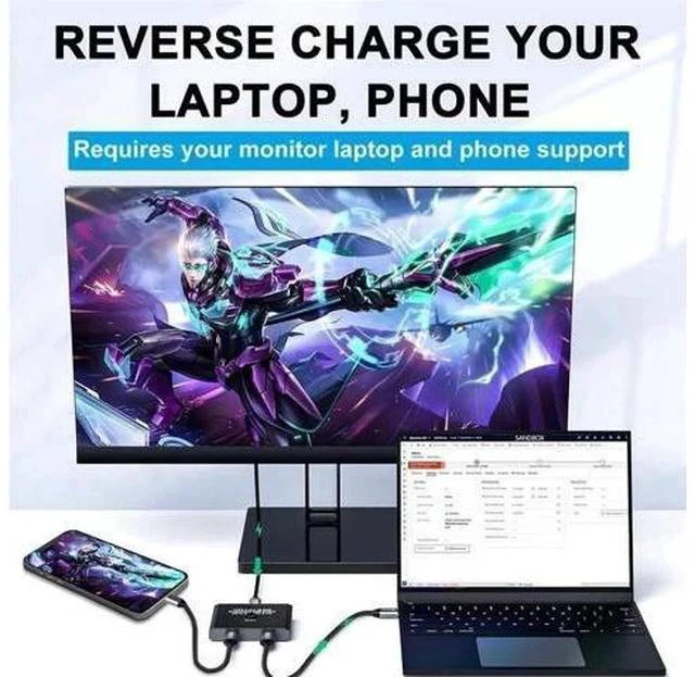 Alt view image 6 of 7 - Bi-Directional USB-C KVM Switch 2-In-1 / 1-In-2 Out, 8K@60Hz 10Gbps Data Transfer, Compatible with Thunderbolt USB-C Devices