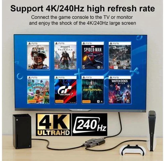 Alt view image 3 of 7 - Bi-Directional DisplayPort 2 in 1 Out Switch Splitter Hub, 16K@60Hz 4K@240Hz DP Video Converter Support HDCP & SST Mode for PC, Laptop, Gaming Monitor