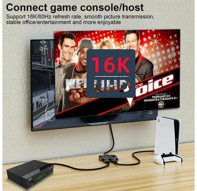 Alt view image 5 of 7 - Bi-Directional DisplayPort 2 in 1 Out Switch Splitter Hub, 16K@60Hz 4K@240Hz DP Video Converter Support HDCP & SST Mode for PC, Laptop, Gaming Monitor