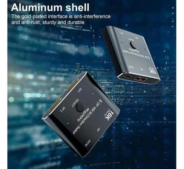 Alt view image 6 of 7 - Bi-Directional DisplayPort 2 in 1 Out Switch Splitter Hub, 16K@60Hz 4K@240Hz DP Video Converter Support HDCP & SST Mode for PC, Laptop, Gaming Monitor