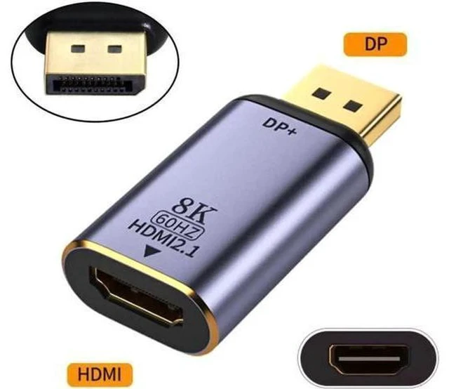 Alt view image 2 of 3 - DP 1.4 Male to HDMI 2.0 Male Cable Adapter, Uni-Directional DisplayPort to HDMI Cord Supports 8K@60Hz UHD 4K Video Audio for Monitor PC Laptop GPU HDTV Projector