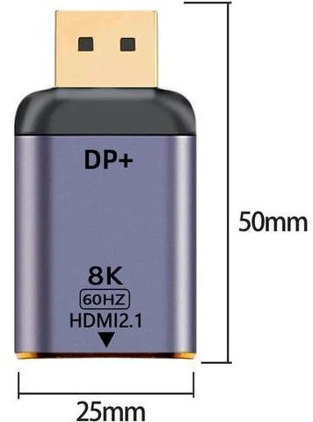 Alt view image 3 of 3 - DP 1.4 Male to HDMI 2.0 Male Cable Adapter, Uni-Directional DisplayPort to HDMI Cord Supports 8K@60Hz UHD 4K Video Audio for Monitor PC Laptop GPU HDTV Projector
