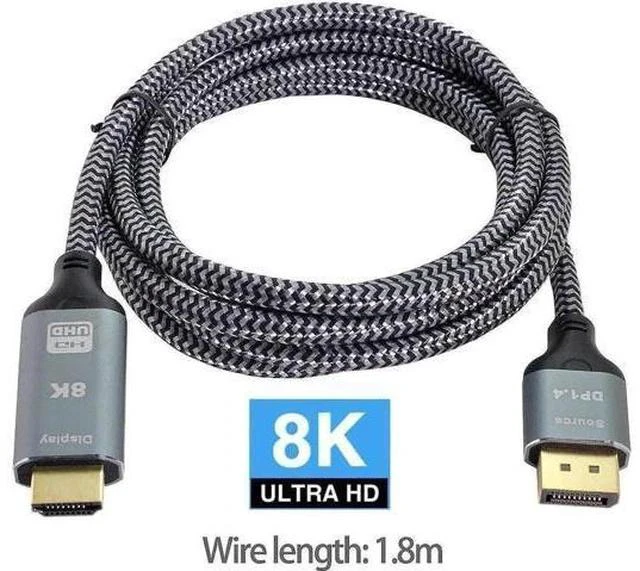 Main image of 1.8M/6FT DP 1.4 Male to HDMI 2.0 Male Cable, Uni-Directional DisplayPort to HDMI Cord Supports 8K UHD & 4K Video Audio for PC GPU Gaming Monitor HDTV Projector