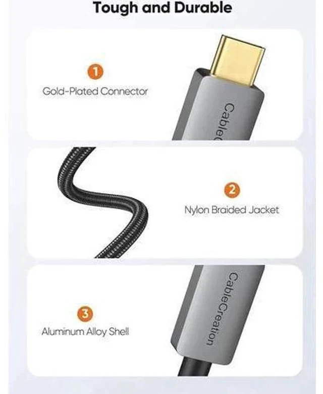 Alt view image 3 of 7 - fx-804 6FT USB C to DP 1.4 Cable, 32.4Gbps Type-C to DisplayPort Cord Supports 8K@60Hz,4K@144Hz,2K@240Hz HDR Compatible Thunderbolt 3/4,MacBook Pro/Air,Dell XPS 13/15,Surface Pro,Oculus Rift S