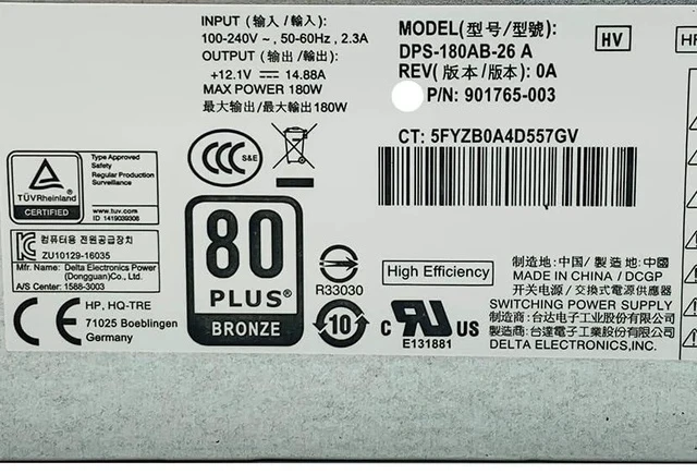 Alt view image 4 of 4 - 915544-001 901765-003 PA-1181-3HV DPS-180AB-26A DPS-180AB-26 A Original New Power Supply for H P 600 G3 SFF 180W