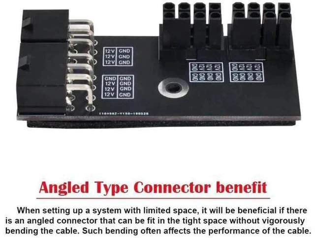 Alt view image 5 of 7 - 180 Degree Angled Dual ATX 8Pin Female to 6+8Pin Male GPU Power Adapter, Reverse Bend Power Connector for NVIDIA RTX 3080 3090 Graphics Cards
