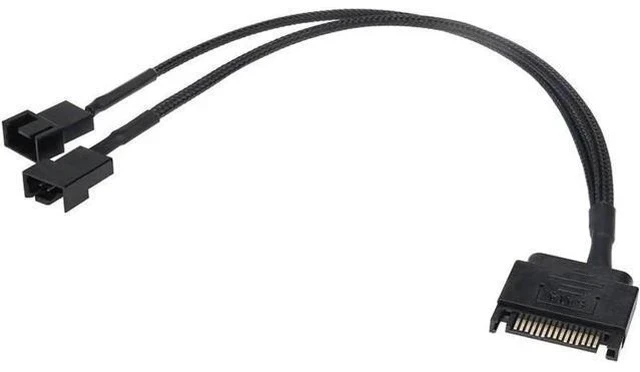 Alt view image 4 of 5 - 10 Inch Black Sleeved SATA Fan Y Splitter Cable, 15Pin SATA to Dual 3Pin/4Pin TX3 TX4 PWM Case Fan Power Adapter Cord