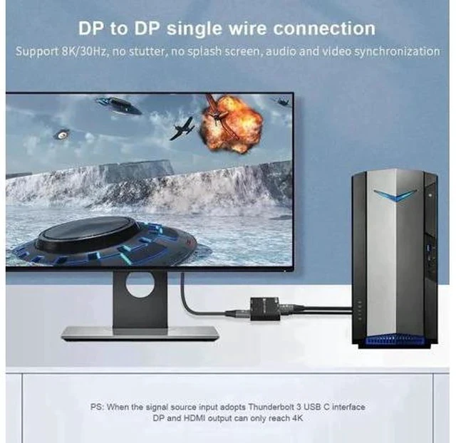 Alt view image 5 of 7 - 1 In 2 Out DP 1.4 MST SST Splitter Converter, Directional DP to DP+HDMI Video Distributor, 8K@30Hz 4K@120Hz 1440P@165Hz Multi Screen Transfer