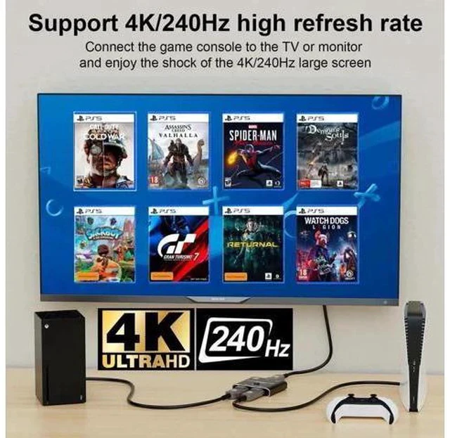 Alt view image 6 of 7 - Bi-Directional DisplayPort Switch Splitter Hub 2 in 1 Out 16K@60Hz 4K@240Hz SST HDCP Video Converter Adapter