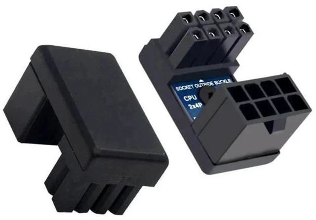 Alt view image 7 of 7 - 2 Pack 180 Degree Angled ATX 8Pin EPS 12V CPU Power Adapter, Inside Buckle Connector for PC Motherboard