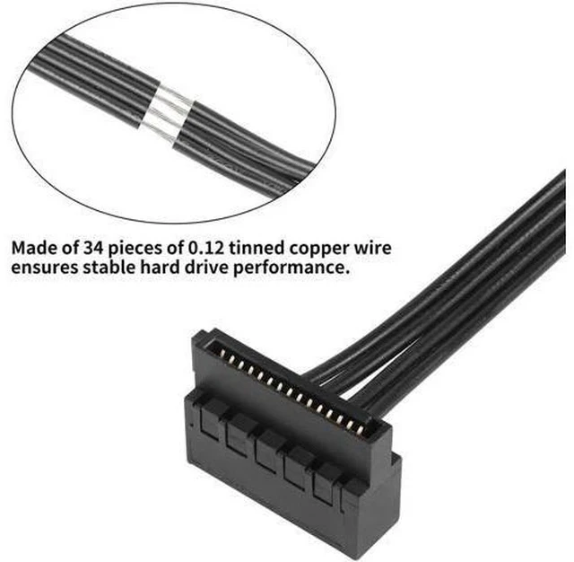Alt view image 7 of 7 - 2 Pack 40CM ATX Mini 4Pin to Right Angle 15Pin SATA Female Power Cable, Motherboard Auxiliary Power Adapter for HDD, SSD, Blu-ray & CD Optical Drives