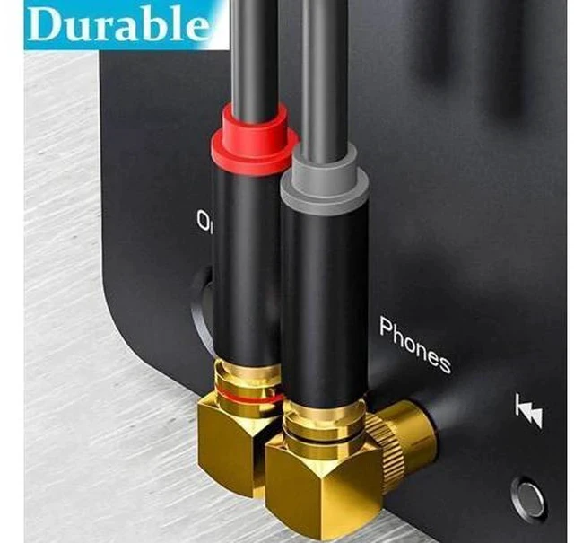 Alt view image 7 of 7 - 2 Pack 90 Degree Right Angle RCA Male to Female Adapters, Elbow RCA Connector Plugs in Red & Black for Audio Video Devices