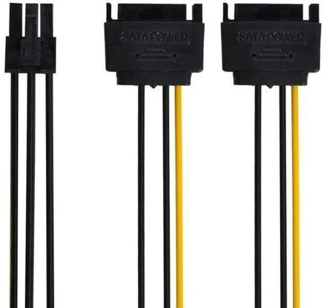 Alt view image 2 of 3 - Dual SATA 15Pin to PCIe 6Pin GPU Power Adapter Cable, 12V EPS PCI-E Graphics Card Power Converter Cord
