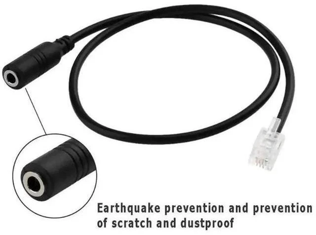 Alt view image 2 of 4 - RJ9 4P4C Male to 3.5mm Female Headset Adapter Cable, 3.5 Jack to RJ9 Cord Compatible with Avaya Desk Phones