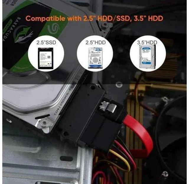 Alt view image 2 of 4 - 22Pin 7+15 SATA Male to Female Extension Adapter, Slim SATA Extender Converter for 2.5 Inch SATA HDD SSD, Black Compact Design