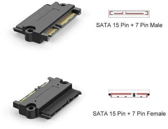 Alt view image 4 of 4 - 22Pin 7+15 SATA Male to Female Extension Adapter, Slim SATA Extender Converter for 2.5 Inch SATA HDD SSD, Black Compact Design
