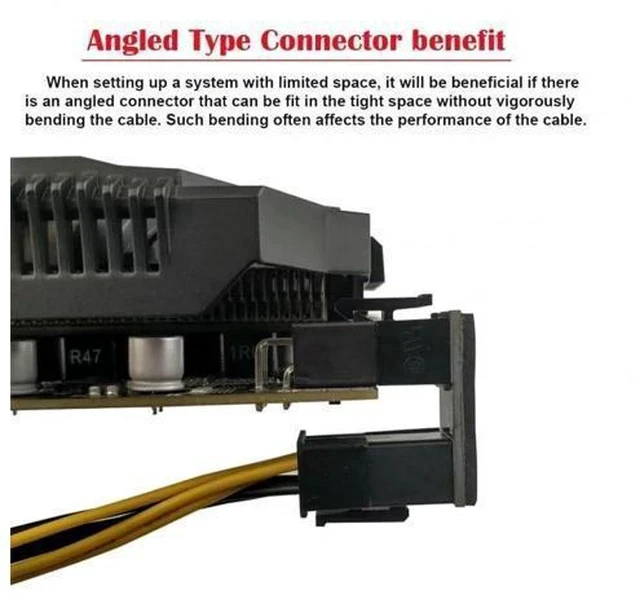 Alt view image 2 of 6 - 2 Pack 360° Rotatable Up/Down Angled ATX 8Pin Male to Female 12V GPU Power Adapter Connector