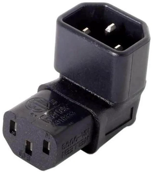 Main image of 90-Degree Up Angled IEC320 C14 Male to C13 Female Power Adapter, 10A 250V Right Angle Turning Connector for PC, Monitor, PDU, Printer