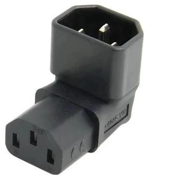 Main image of 90-Degree Down Angled IEC C14 Male to C13 Female Power Adapter, 10A 250V IEC320 Turning Connector for PC, Monitor, PDU, Printer
