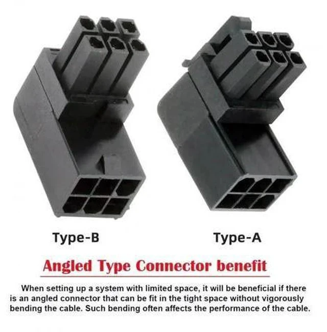 Alt view image 2 of 7 - 2 Pack 90° Up/Down Angled ATX 6Pin Male to Female GPU Power Adapter Connector