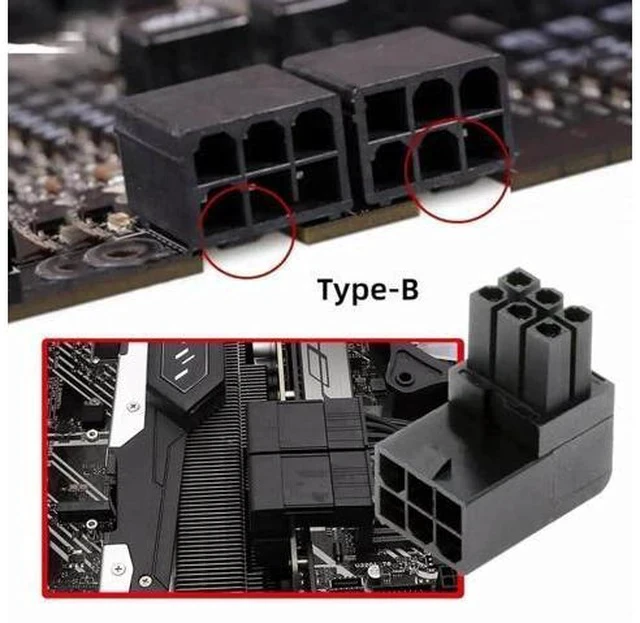 Alt view image 5 of 7 - 2 Pack 90° Up/Down Angled ATX 6Pin Male to Female GPU Power Adapter Connector