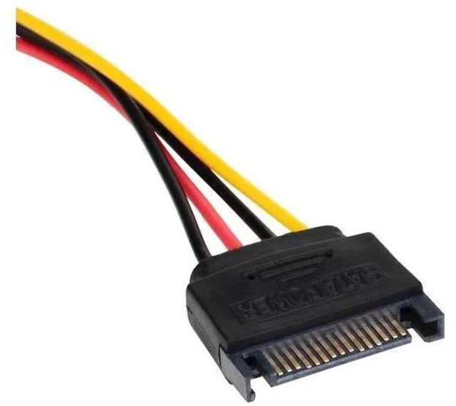 Alt view image 4 of 5 - 3 Pack SATA 15 Pin Male to LP4 Molex Female Power Adapter Cable, 7 Inch