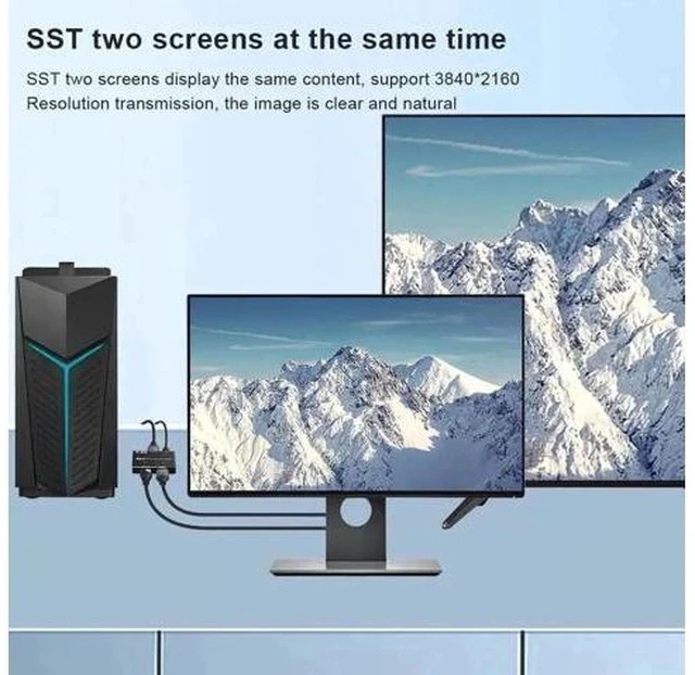 Alt view image 4 of 7 - DP 1.4 MST Hub Splitter 1 Input to DP+HDMI Mixed Output, 4K@120Hz via HDMI Port, MST Multi-Stream Splitter Adapter Only for Windows PC DP MST Graphics Cards Single Display Output