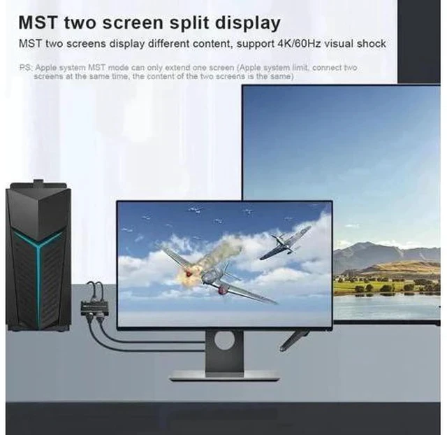Alt view image 5 of 7 - DP 1.4 MST Hub Splitter 1 Input to DP+HDMI Mixed Output, 4K@120Hz via HDMI Port, MST Multi-Stream Splitter Adapter Only for Windows PC DP MST Graphics Cards Single Display Output