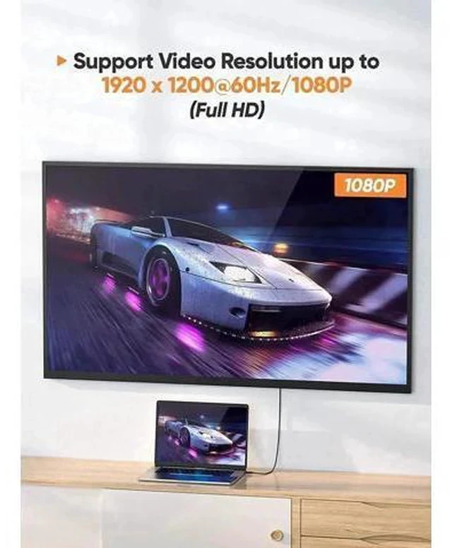 Alt view image 2 of 5 - 6FT DP to VGA Cable Bundle + 5-in-1 USB C Hub, Hub Supports 4K@60Hz HDMI, 100W PD Charging, 3×USB3.0 Ports Compatible MacBook Pro/Air, iPad Pro/Air 2020 and More Laptops