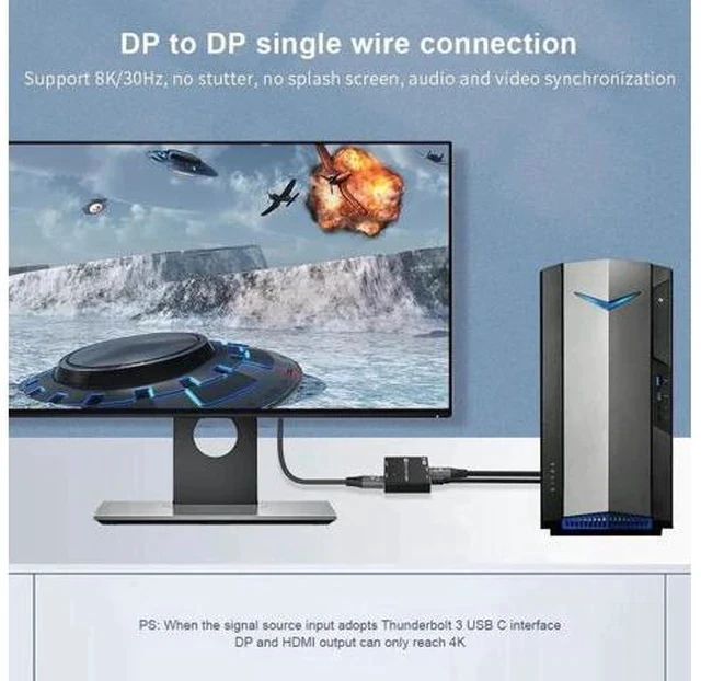 Alt view image 4 of 7 - DisplayPort 1.4 MST Hub Splitter 1 in 2 Out with DP + HDMI Dual Output, Single HDMI Port Supports 4K@120Hz, MST Multi-Stream Transport Splitter Only for Windows PC with MST-Enabled Graphics Card