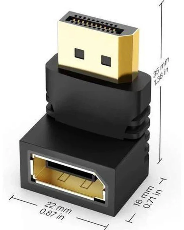 Main image of 20 Pack 90° & 270° Right Angle DP Adapters, Gold-Plated Male to Female DisplayPort Converter Supports 4K Video for Gaming Monitor GPU PC HDTV Projector