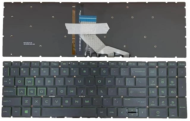 Main image of Laptop Replacement US Layout Green Backlight Keyboard for HP Pavilion Gaming 15-cx 15-dk 15-ec 17-cd 15-DA 15-DB 15-DR 15-DW 15-DU 15-DY 15-EF 15-GW 15-CR 250 G7 255 G7 15S-DU 15s-DY 15s-FQ TPN-Q208