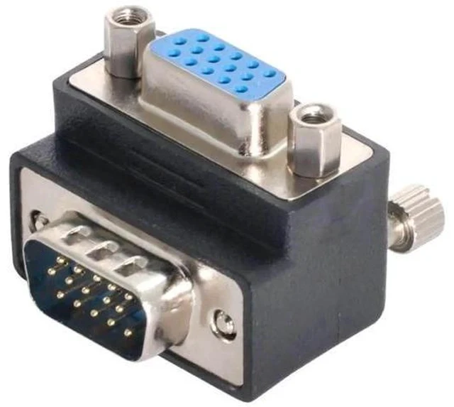 Alt view image 3 of 6 - 90 Degree Up Angled HDB15Pin VGA Male to Female Gender Changer Adapter, SVGA D-Sub Video Connector for Monitor, Projector & Graphics Card