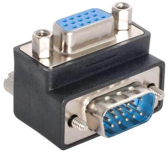 Alt view image 4 of 6 - 90 Degree Up Angled HDB15Pin VGA Male to Female Gender Changer Adapter, SVGA D-Sub Video Connector for Monitor, Projector & Graphics Card