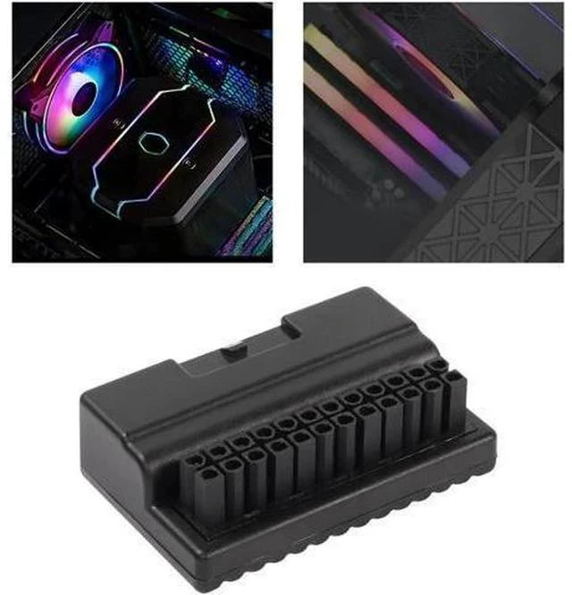 Alt view image 6 of 7 - 90 Degree Right Angle ATX 24Pin Adapter Board, ATX 24Pin Male to Female Pass-Through Connector for Desktop Motherboard PSU Wiring
