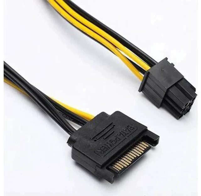 Alt view image 3 of 3 - 18cm 15Pin SATA to 6Pin PCIe Power Adapter Cable for Graphics Card