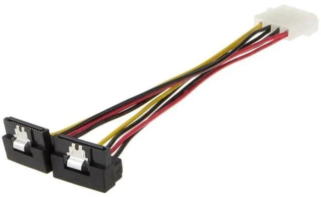 Alt view image 2 of 2 - 2 Pack 6 Inch Down Angle 4Pin Molex to Dual 15Pin SATA Power Y Splitter Cable Adapter