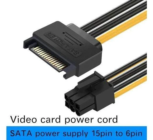 Alt view image 4 of 6 - 3 Pack 8 Inch SATA 15 Pin to 6 Pin PCIe Graphics Card Power Adapter Cable