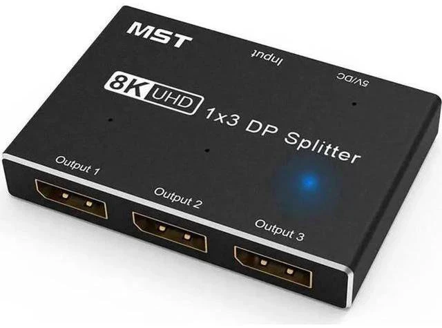 Alt view image 4 of 7 - DP 1.4 1 In 3 Out MST SST Splitter Converter, 3-Port Ultra HD DisplayPort Distributor Support 8K@30Hz 4K@120Hz for Multi-Source Multi-Display Expansion