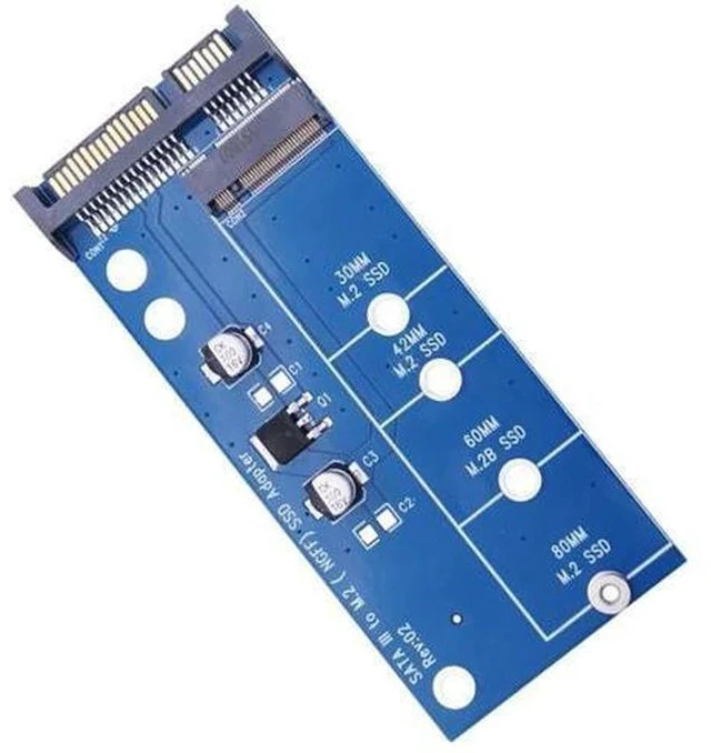 Alt view image 3 of 5 - Blue M.2 NGFF SATA3 SSD to 2.5 Inch SATA Adapter Card, M.2 to SATA III Expansion Converter for 2.5" Drive Bay