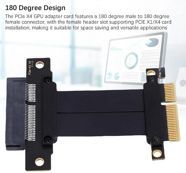 Alt view image 6 of 7 - PCIe 4.0 X4 Riser Cable, Lossless Graphics Card Extender for GPU M.2 WiFi Live Wire, USB Diskless Boot Acquisition Cards, Plug and Play for PC Case, AI Application, Server (5cm)