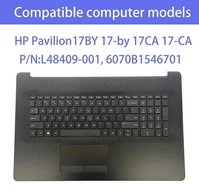 Alt view image 2 of 7 - Replacement for HP Pavilion17BY 17-by 17CA 17-CA Laptop Upper Top Cover Case Palmrest Not-Backlit Keyboard Touchpad Assembly Part L48409-001 6070B1546701