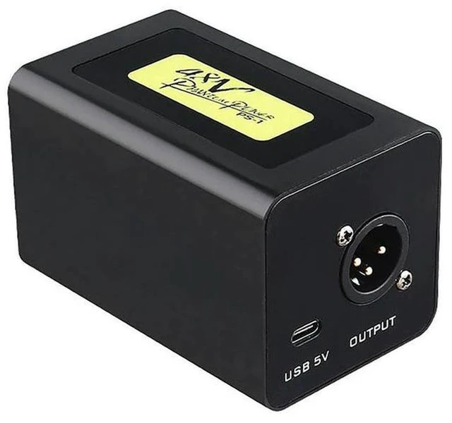 Main image of 48V Power Supply for Condenser Microphones Stable Gain & Low-Noise Adapter, Essential Live Streaming Accessory - black