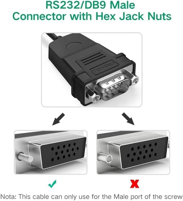 Alt view image 4 of 7 - UGREEN USB to Serial RS232 Cable Adapter 4 Ports DB9 Converter 9-Pin Male to Male with Hexnuts for Windows 10/8.1/8/7/XP/Vista/Linux/MAC OS 8/9/OS X