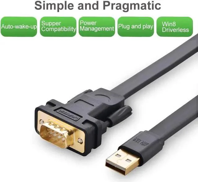 Alt view image 5 of 7 - UGREEN USB 2.0 to RS232 DB9 Serial Cable Male A Converter Adapter with FTDI Chipset for Windows 10, 8.1, 8, 7, Vista, XP, 2000, Linux and Mac OS X 10.6 and Above