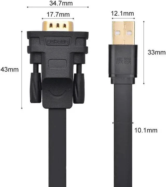 Alt view image 7 of 7 - UGREEN USB 2.0 to RS232 DB9 Serial Cable Male A Converter Adapter with FTDI Chipset for Windows 10, 8.1, 8, 7, Vista, XP, 2000, Linux and Mac OS X 10.6 and Above